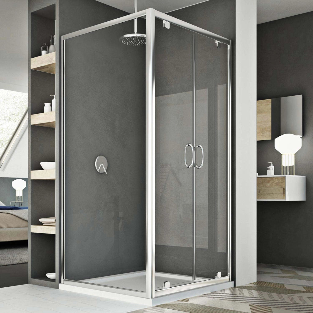 Box Doccia 80x130 AP. 130 CM H185 trasparente mod. Sintesi Duo 2 Ante