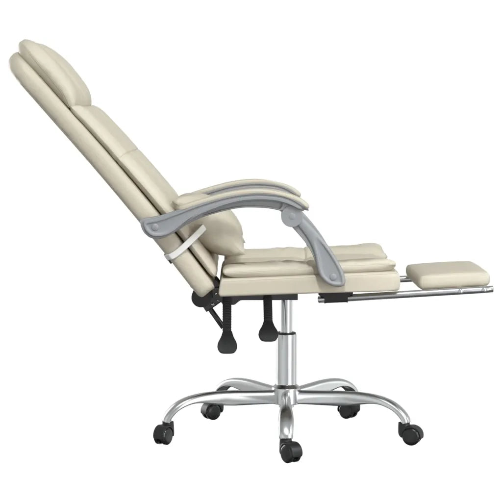 Poltrona da Ufficio Massaggiante Reclinabile Crema Similpelle 349710