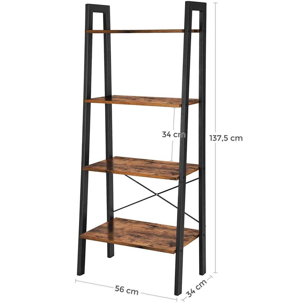 Libreria a scala industriale LLS44X in legno rustico e metallo