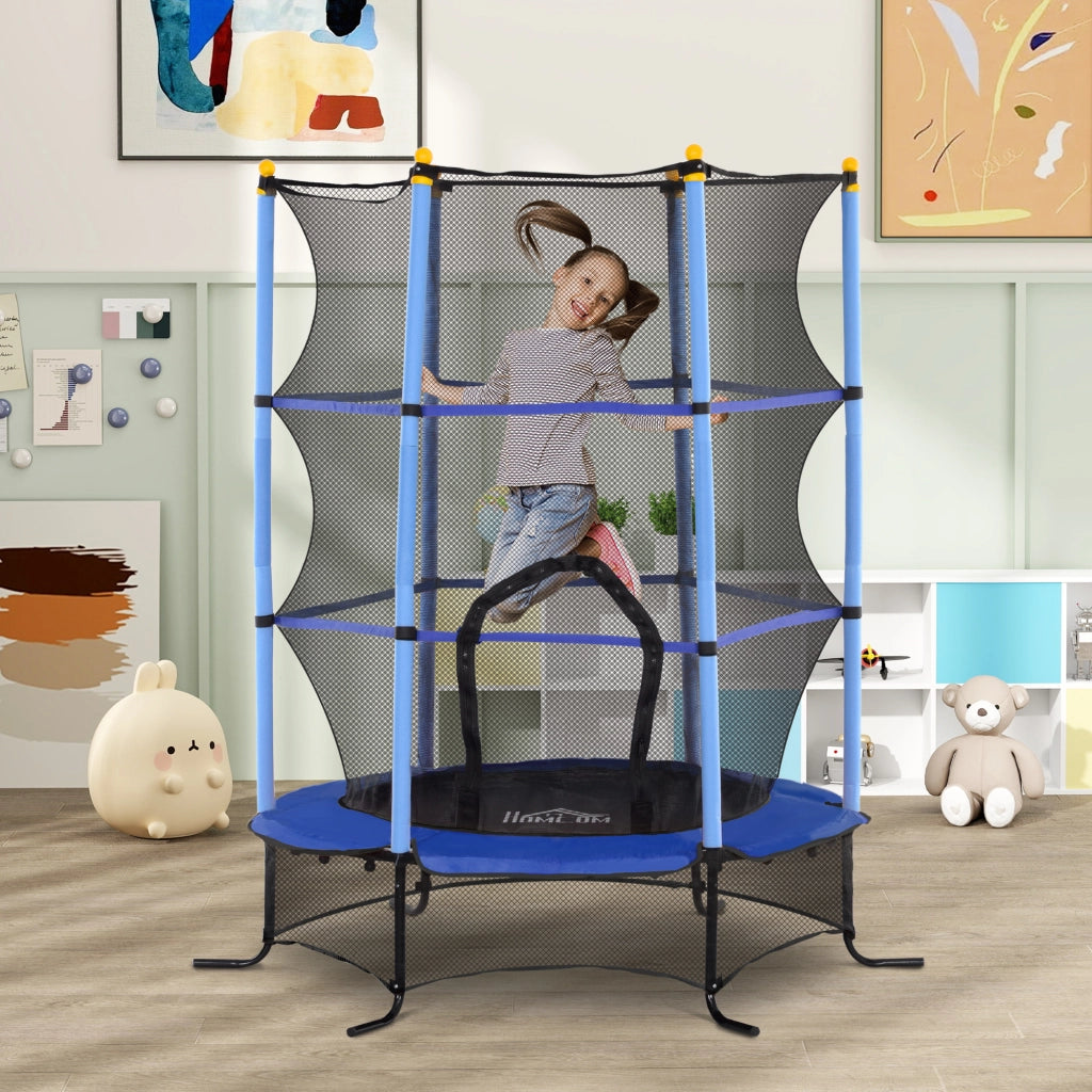 Trampolino per Bambini con Rete di Sicurezza ¨C Minimal ¨C Blu ?1.6x1.9 m