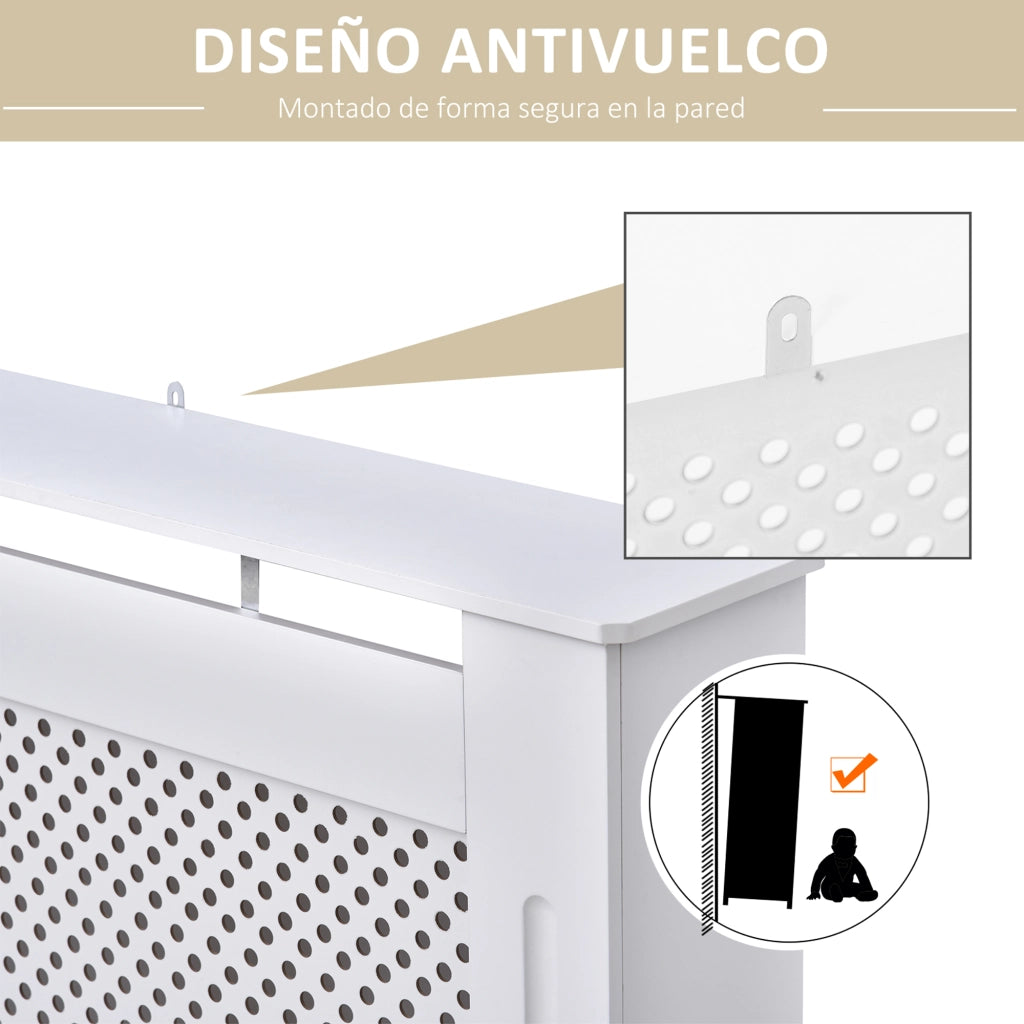 Copritermosifone MDF ¨C Xylo ¨C Bianco 151,5x19x82 cm con Listelli