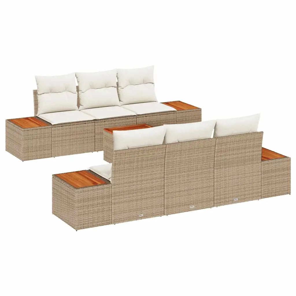 Set Divano da Giardino con cuscino 7 pcs Beige Poly Rattan 3348032