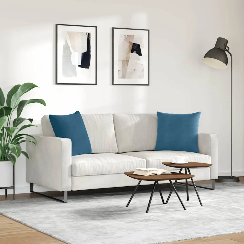 Cuscini da Divano 2 pz | Cuscini per sedie Blu 50 x 50 cm Tessuto in Cords