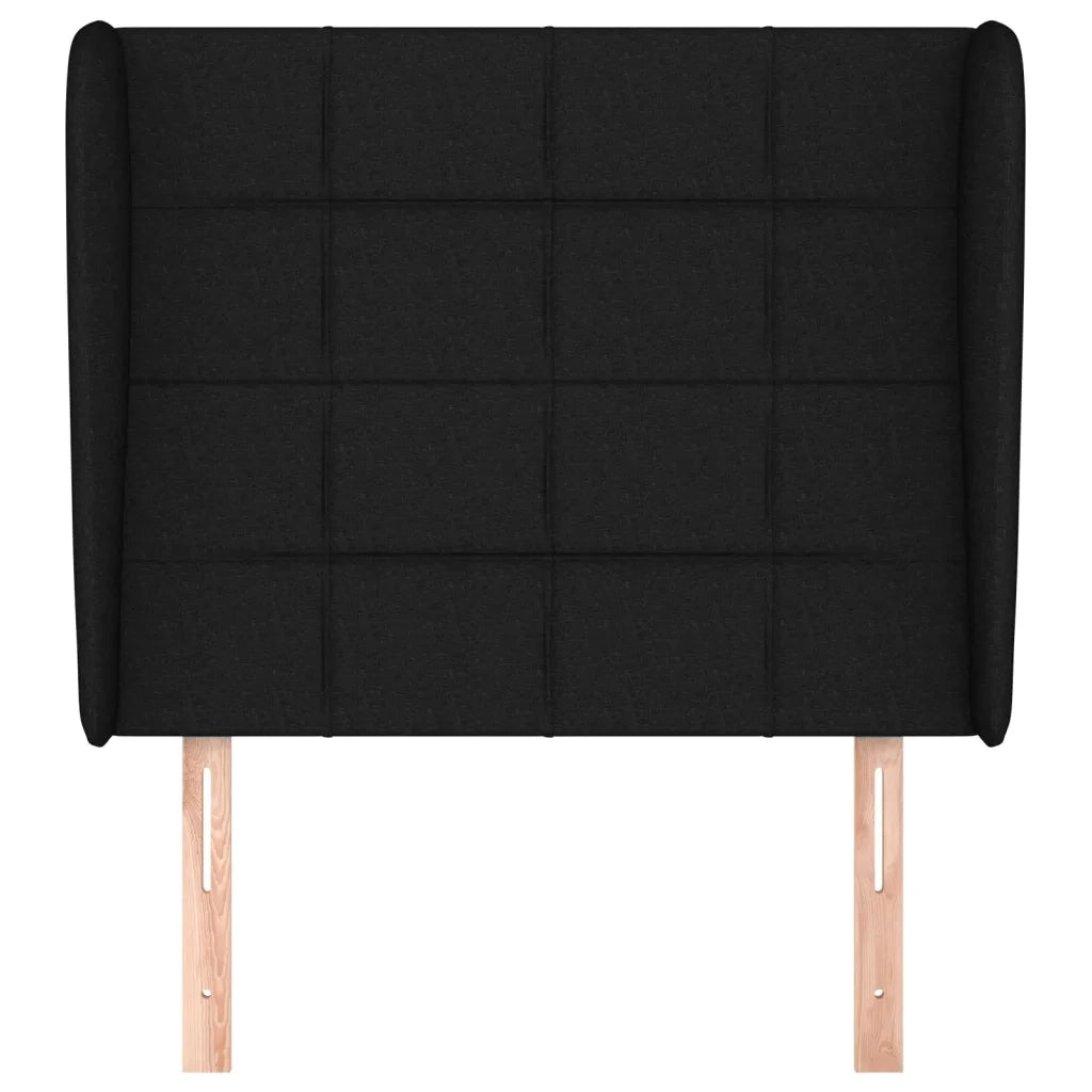 Testiera | Testata ad Orecchio Nera 93x23x118/128 cm in Tessuto