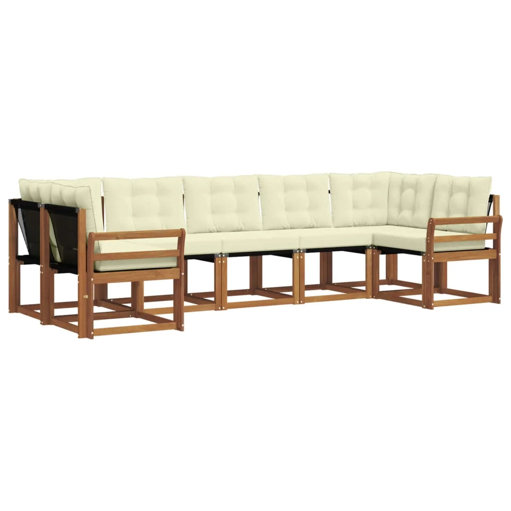Set di divani da esterno con cuscino 7 pcs Naturale e Crema 3369025
