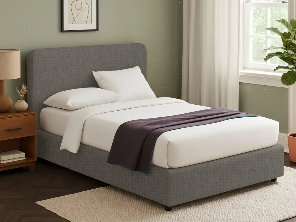 Slough, Letto Singolo Sfoderabile Made in Italy, Grigio Tortora