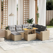 Set Divano da Giardino 8 pz con Cuscini Beige in Polyrattan 3275943