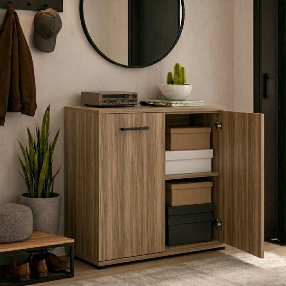 Mobile multiuso 90x45x80 ingresso e ufficio Mini Viareggio colore noce naturale