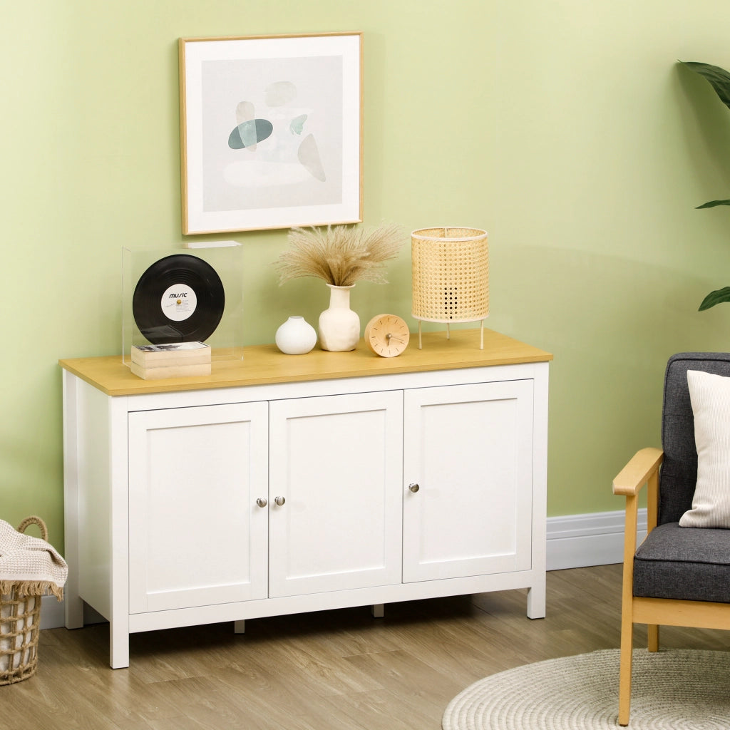 Armadio con 2 Ante e Ripiani Regolabili ¨C Minimal ¨C Bianco e Legno 120x40x70