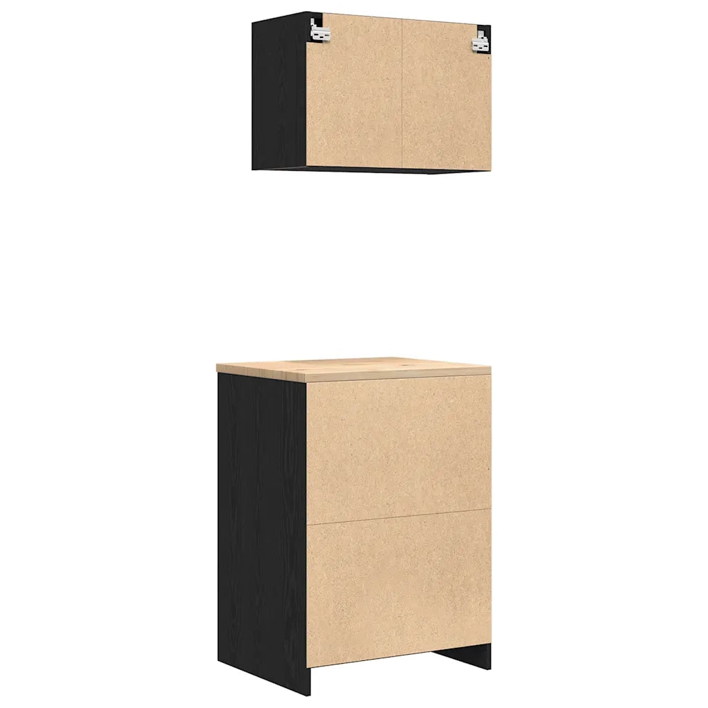Armadi da Garage 2 pz Neri in Legno Multistrato 3328333
