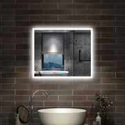 specchio rettangolare 80x60 cm con luce led, antiappannamento e touch