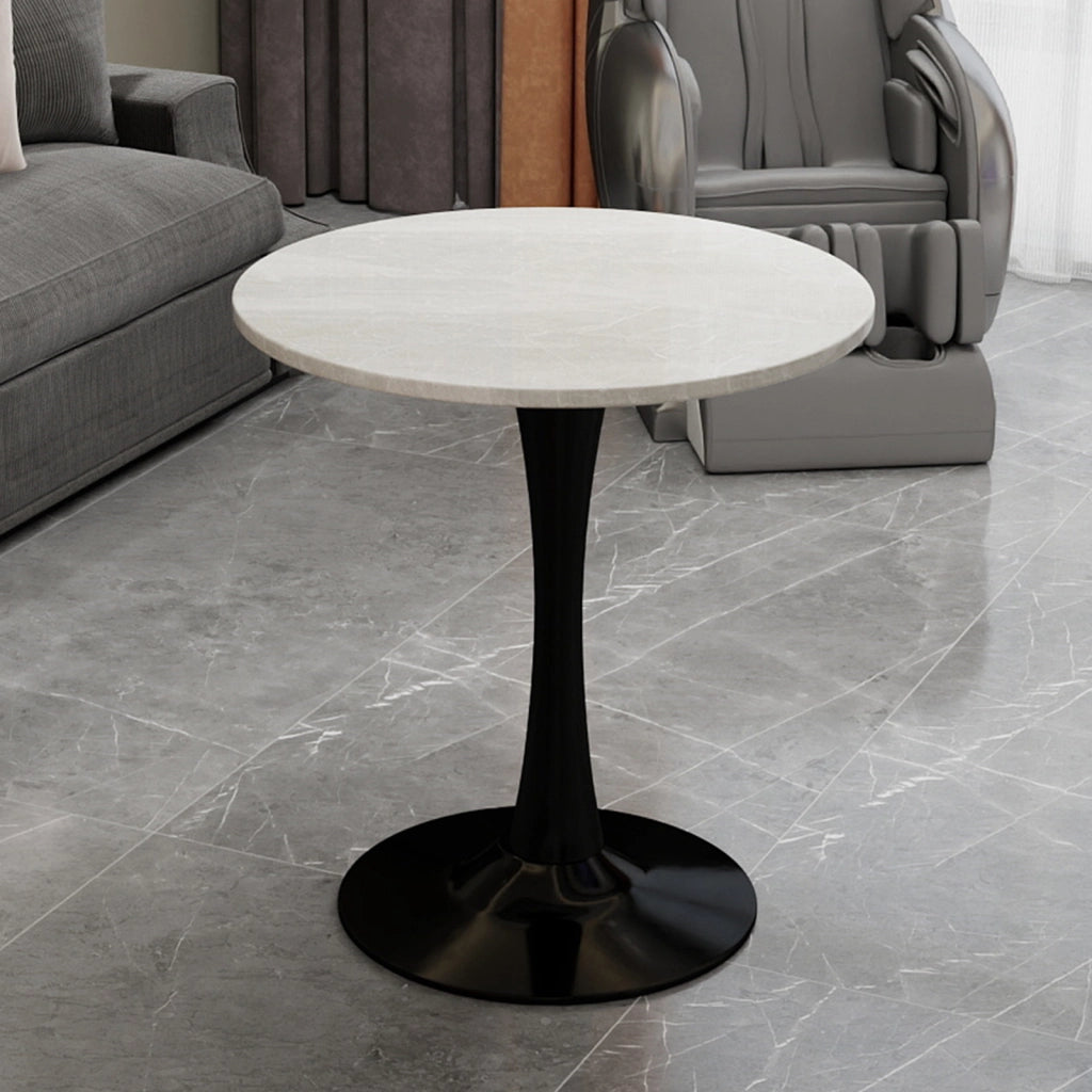 Tavolino da Caff¨¨ Rotondo ¨C MINIMAL ¨C Marmo Bianco Nero, 70 cm