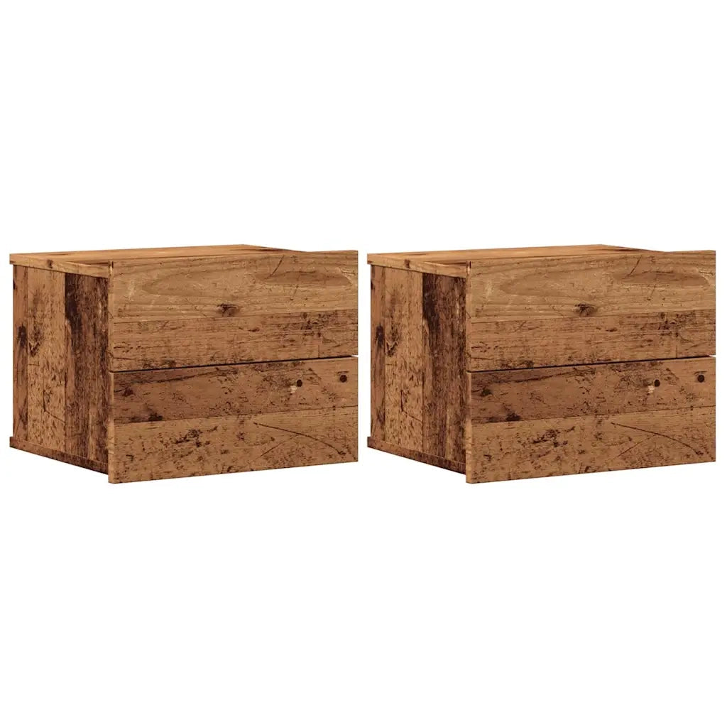 Comodini a Muro 2 pz Legno Antico 40x32x30 cm 855945