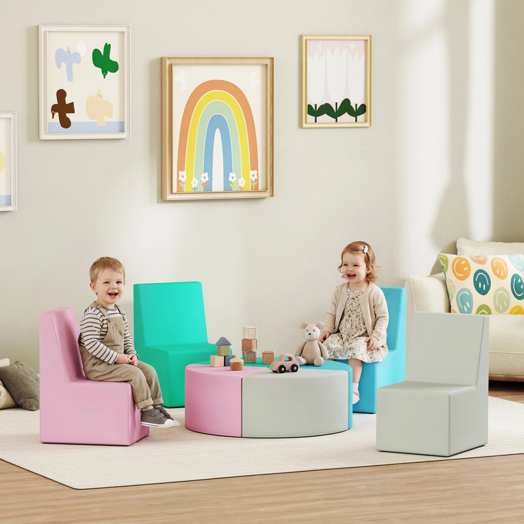 Set Blocchi Morbidi 8 Pezzi con Tavolo e Sedia ¨C Xylo ¨C Schiuma PU Multicolore per Bambini