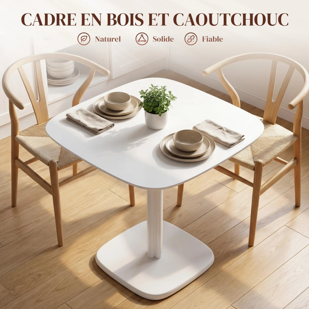 Tavolo da pranzo allungabile quadrato moderno ¨C zephmum ¨C effetto legno bianco 70x70 cm