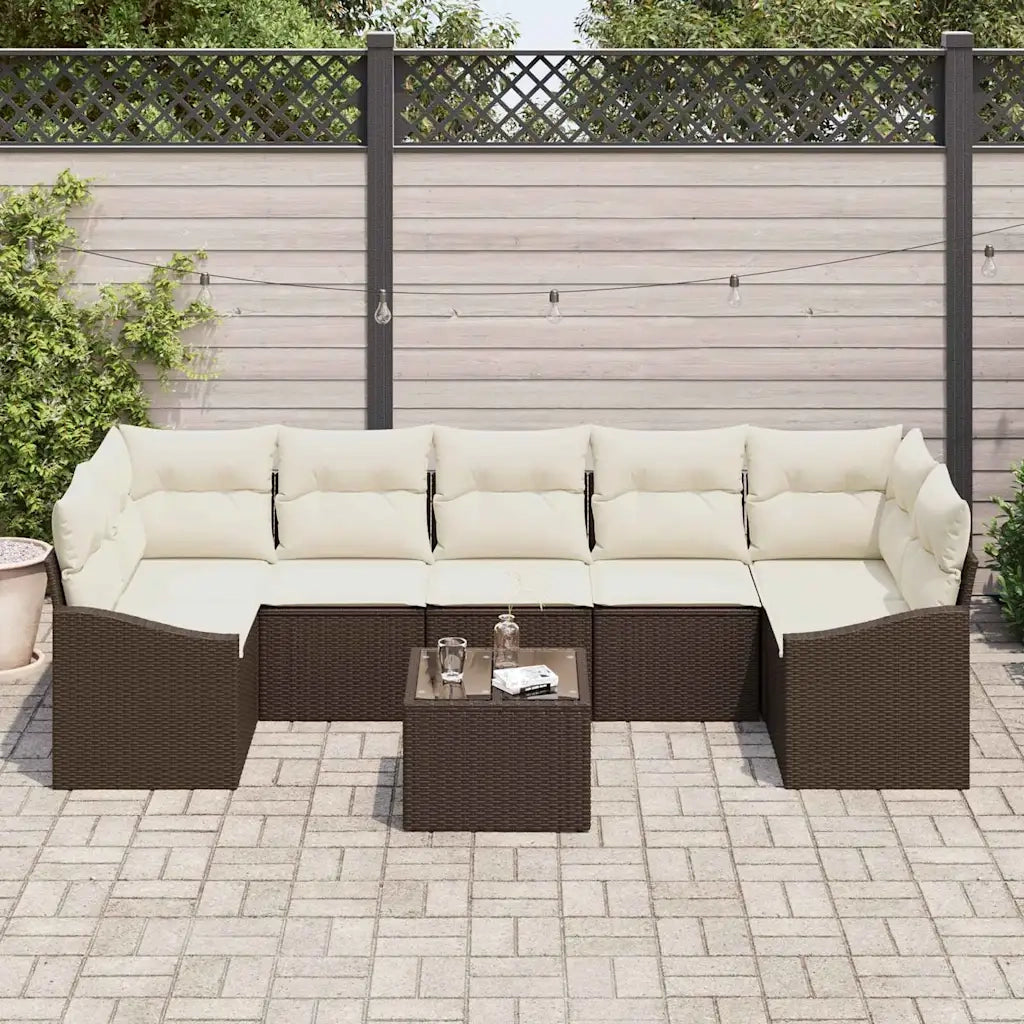 Set di divani Marrone e Crema 55 x 55 x 37 cm polyrattan 3346638