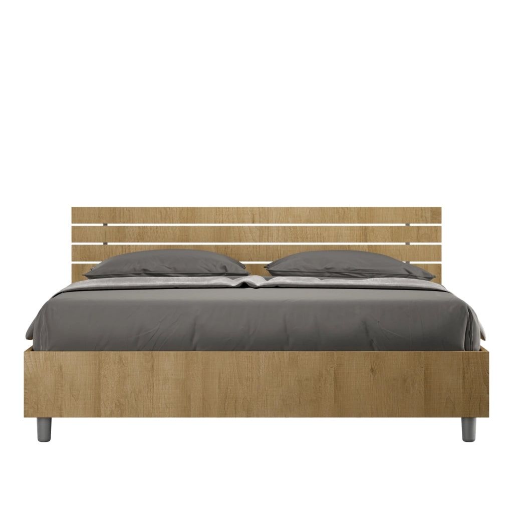 BS COM Letto matrimoniale con rete 160x200 testata inclinata con doghe quercia