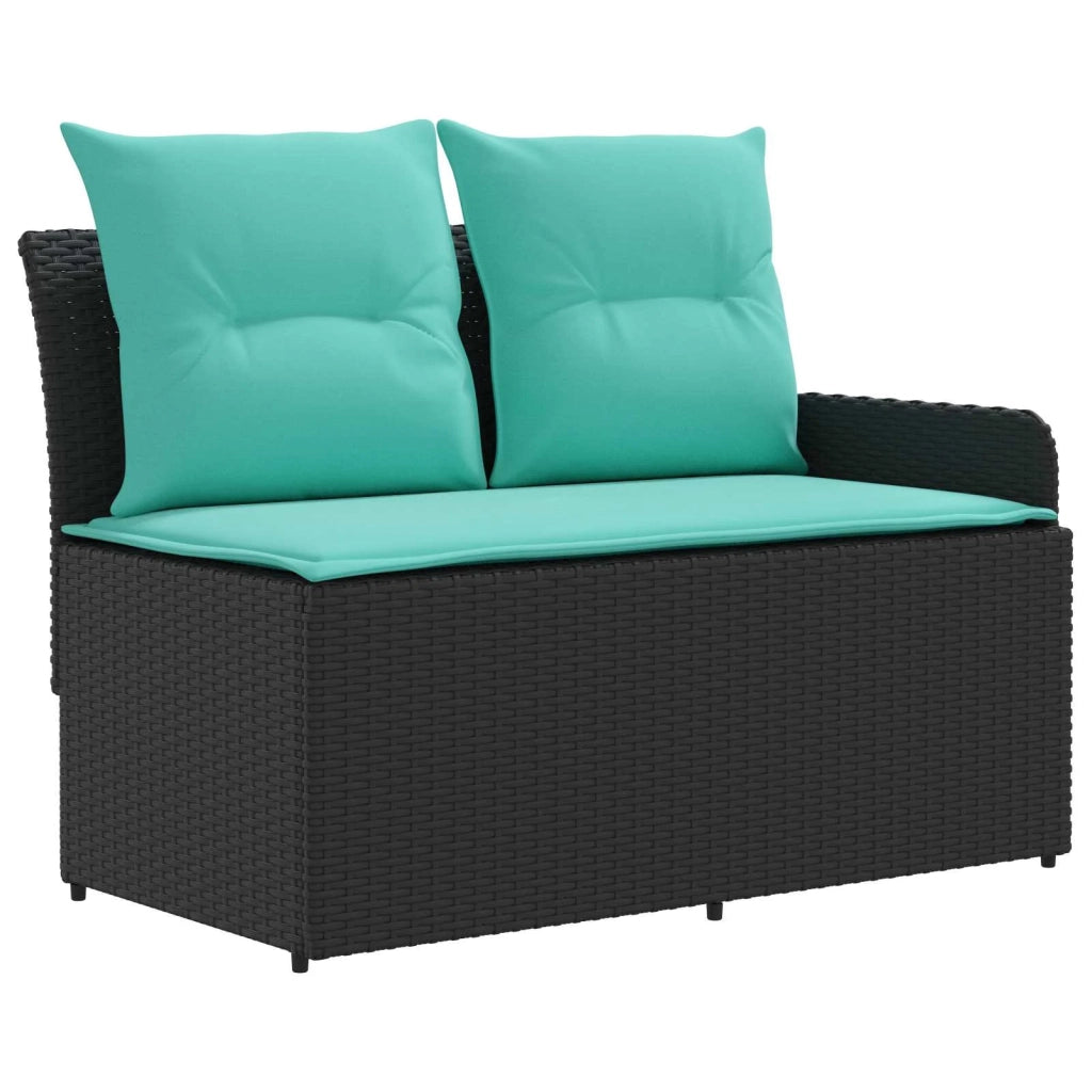 Set di Mobili con cuscino 4 pcs Nero e Turchese Rattan in PE 3422180