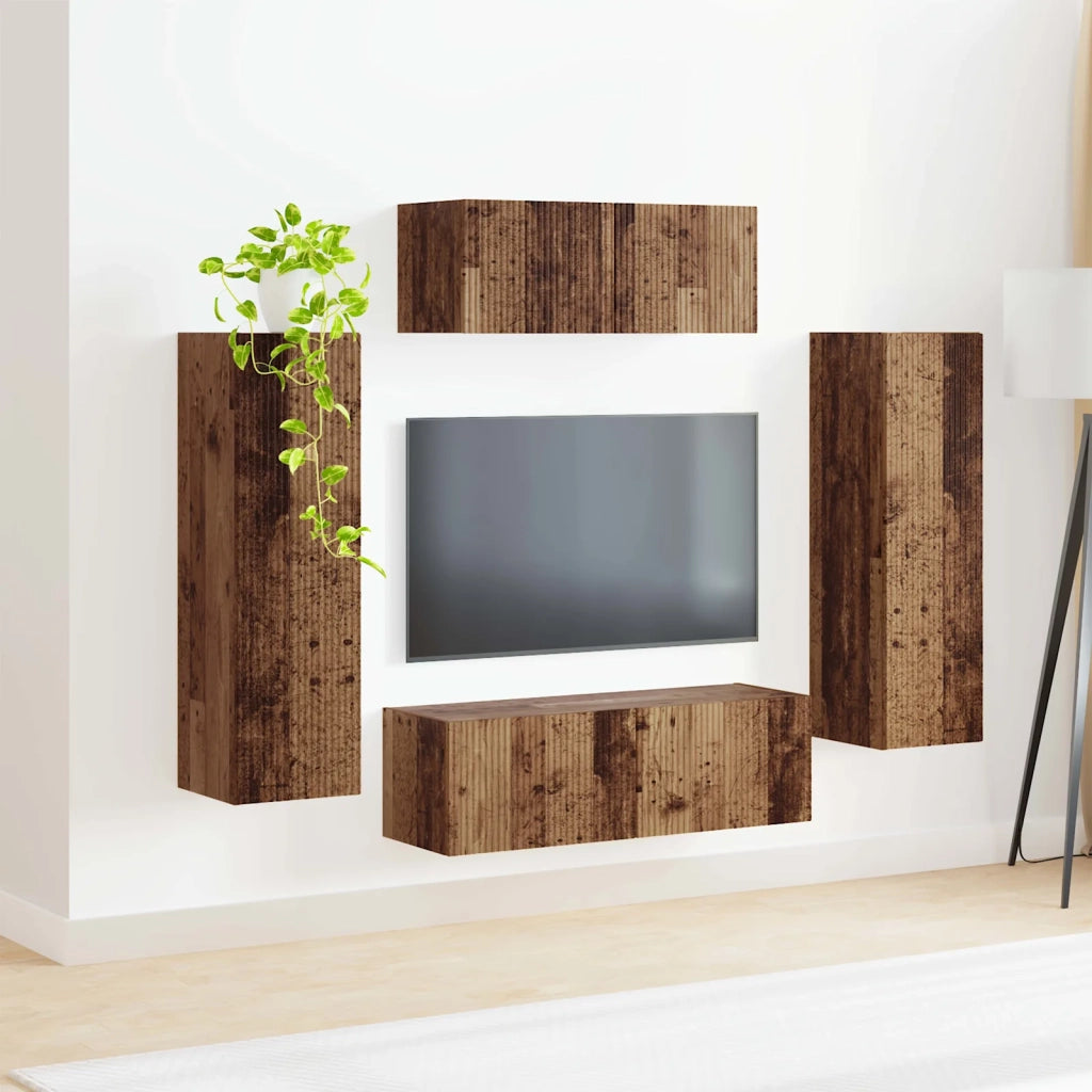 Set mobile TV 3 pcs Legno vecchio Legno multistrato