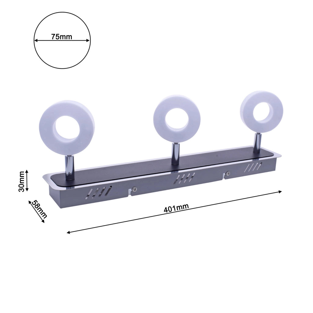 Plafoniera a barra LED 3 luci Milagro SOLE ML5490 nera