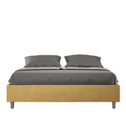 BS COM Letto matrimoniale senza rete imbottito 160x200 microfibra ocra