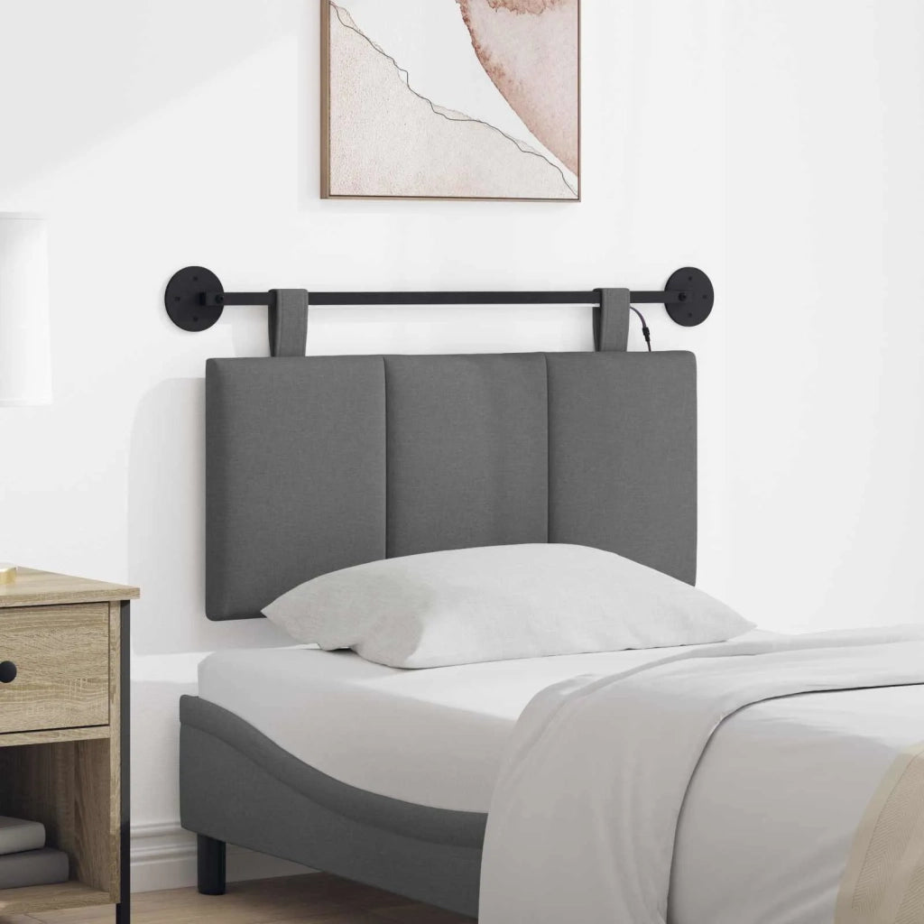 Testiera sospesa Con luce LED Grigio Scuro Tessuto 3424738