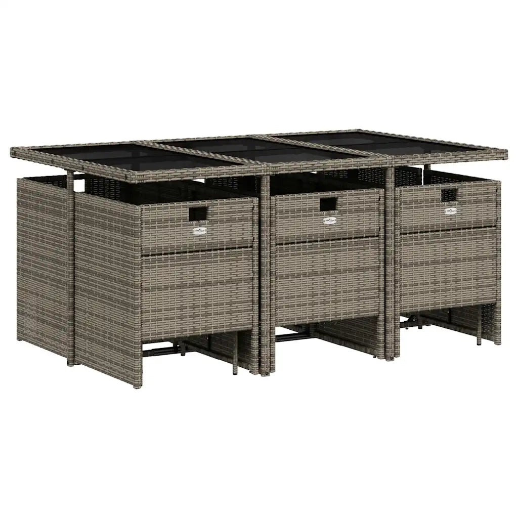 Set da pranzo da giardino da 11 pz con Cuscini in Polyrattan Grigio 3277740