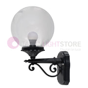 PANAMA Lampada a Parete Applique da Esterno ANTRACITE con sfera globo policarbonato d.25 TRASPARENTE