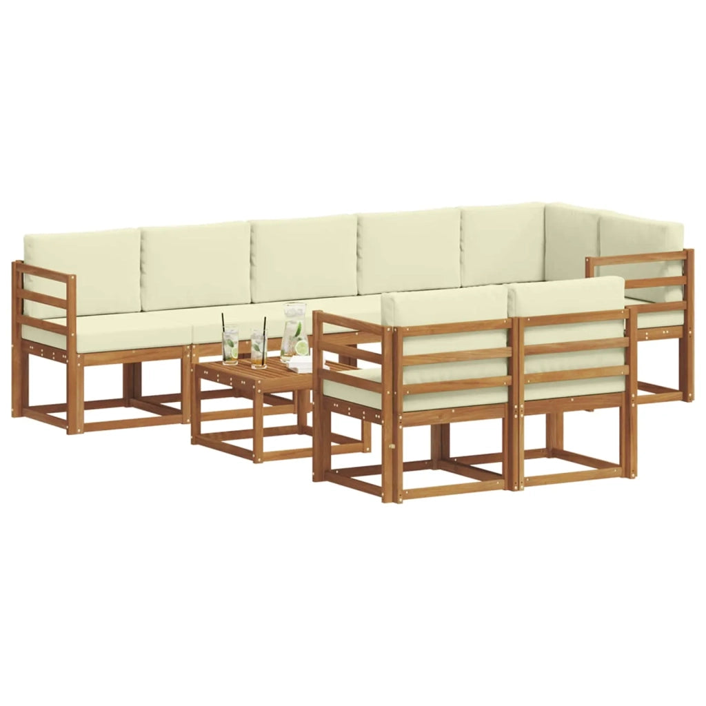 Set di divani da esterno con cuscino 9 pcs Naturale e Crema 3366588