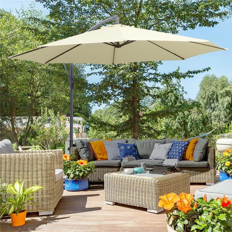 OMBRELLONE PARASOLE DA GIARDINO TONDO DA 300 CM COLORE BEIGE