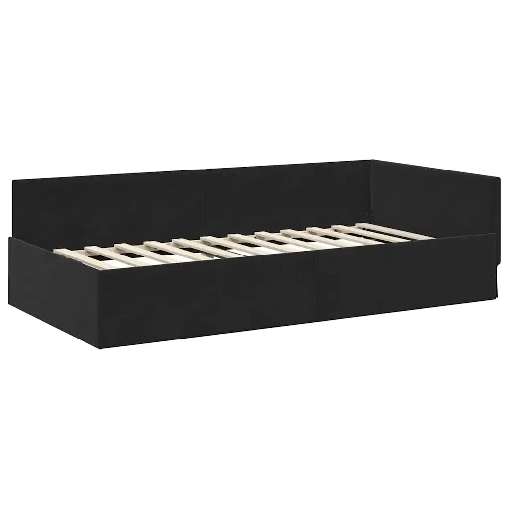 Cornice del letto ad angolo Nero 100 cm x 200 cm Velluto 42016096