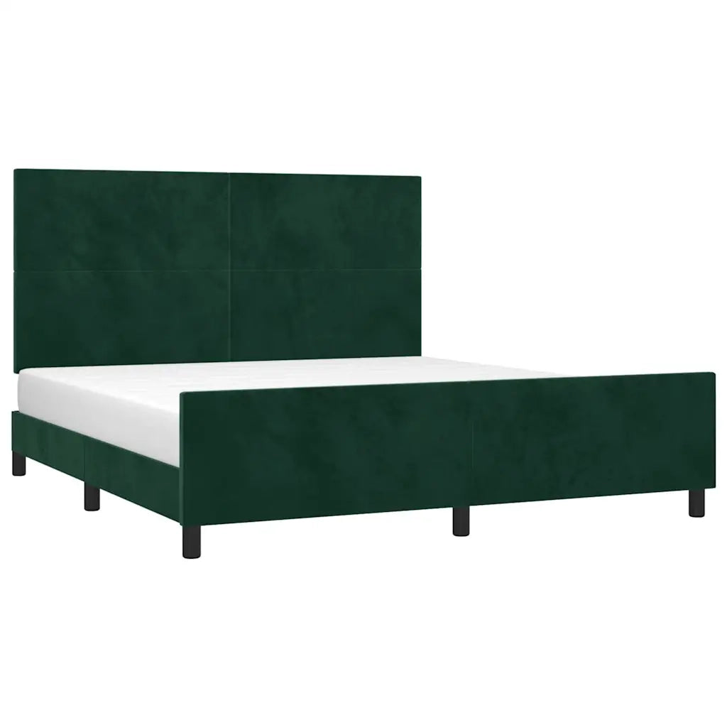Letto matrimoniale | Letto per adulti | Giroletto con Testiera Verde Scuro 180x200 cm in Velluto