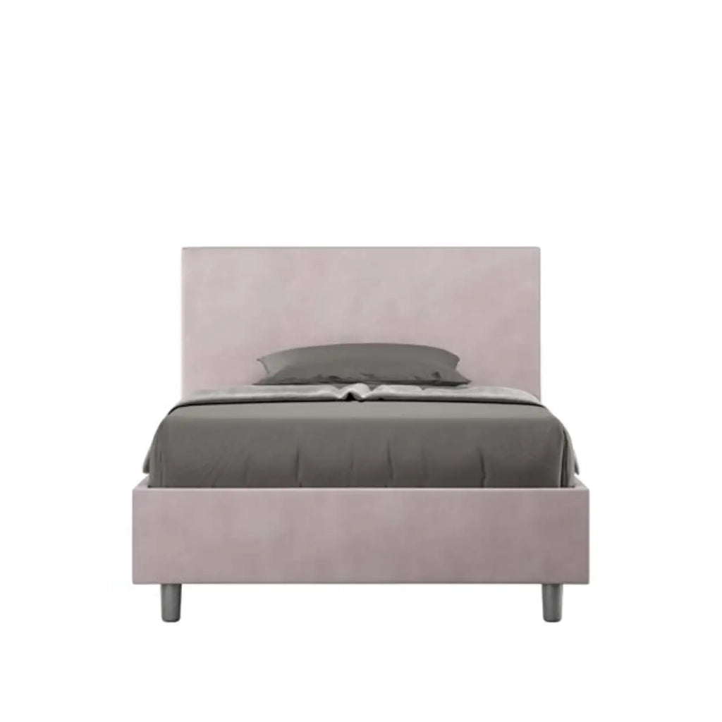 Letto una piazza e mezza contenitore imbottito 120x190 microfibra glicine Adele