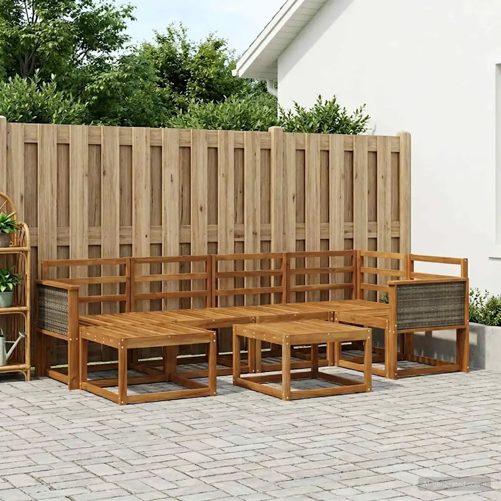 Set di divani da esterno 7 pcs Naturale