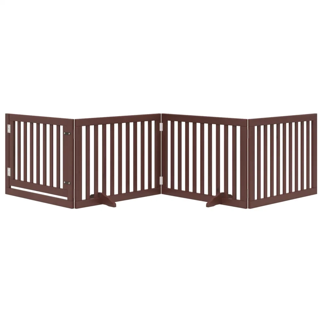 Cancello Cani Porta Pieghevole Marrone 4 Pannelli 320cm Pioppo 352265