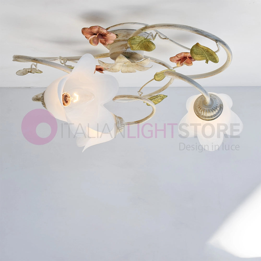 SPRING Plafoniera a 3 Luci in Ferro Decorato Stile Floreale