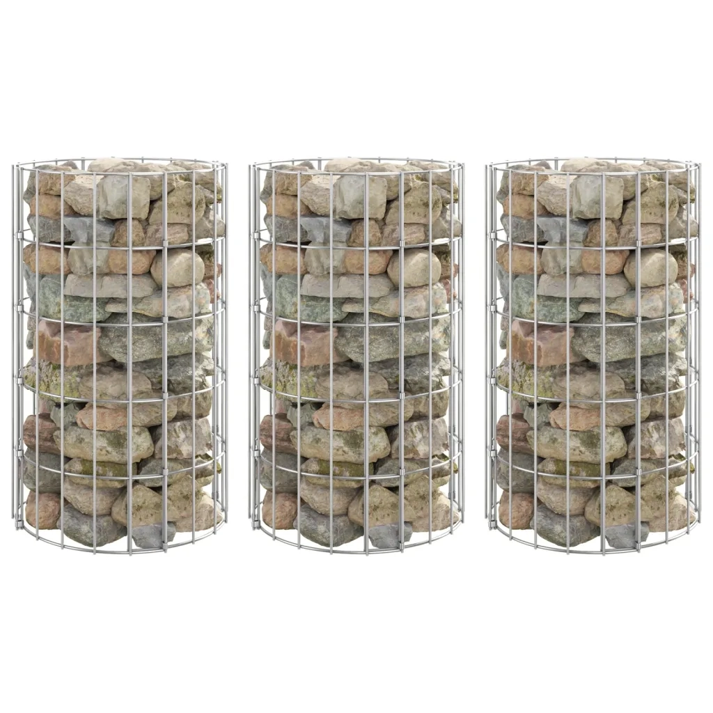 Fioriere Gabbione Circolare 3 pz in Acciaio Zincato Ã˜30x50 cm