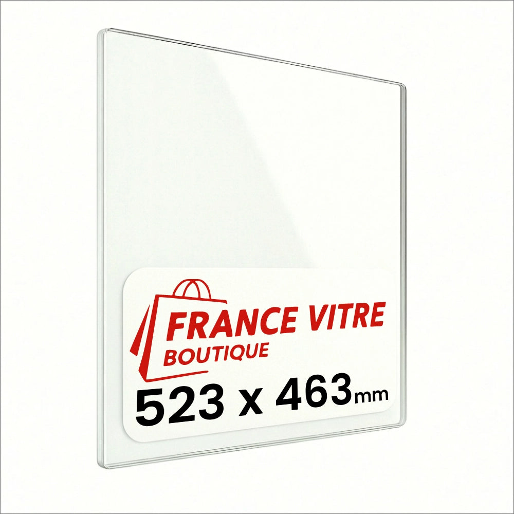 523 x 463 x 4 mm - Vetro per stufa a legna - vetro camino di ricambio - vetro per caminetto resistente al fuoco - France Vitre