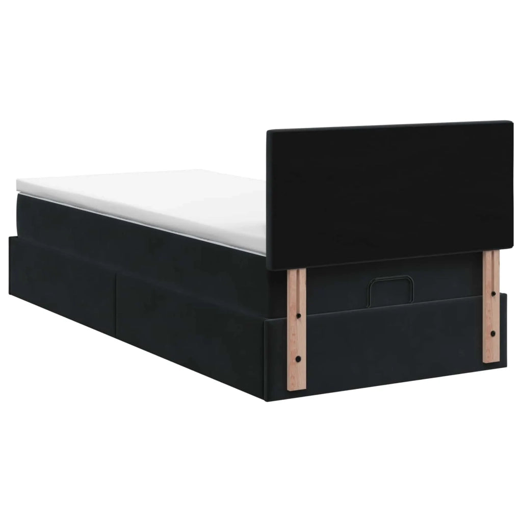 Letto Ottomano con Materasso e LED Nero 80 x 200 cm Velluto 3457103