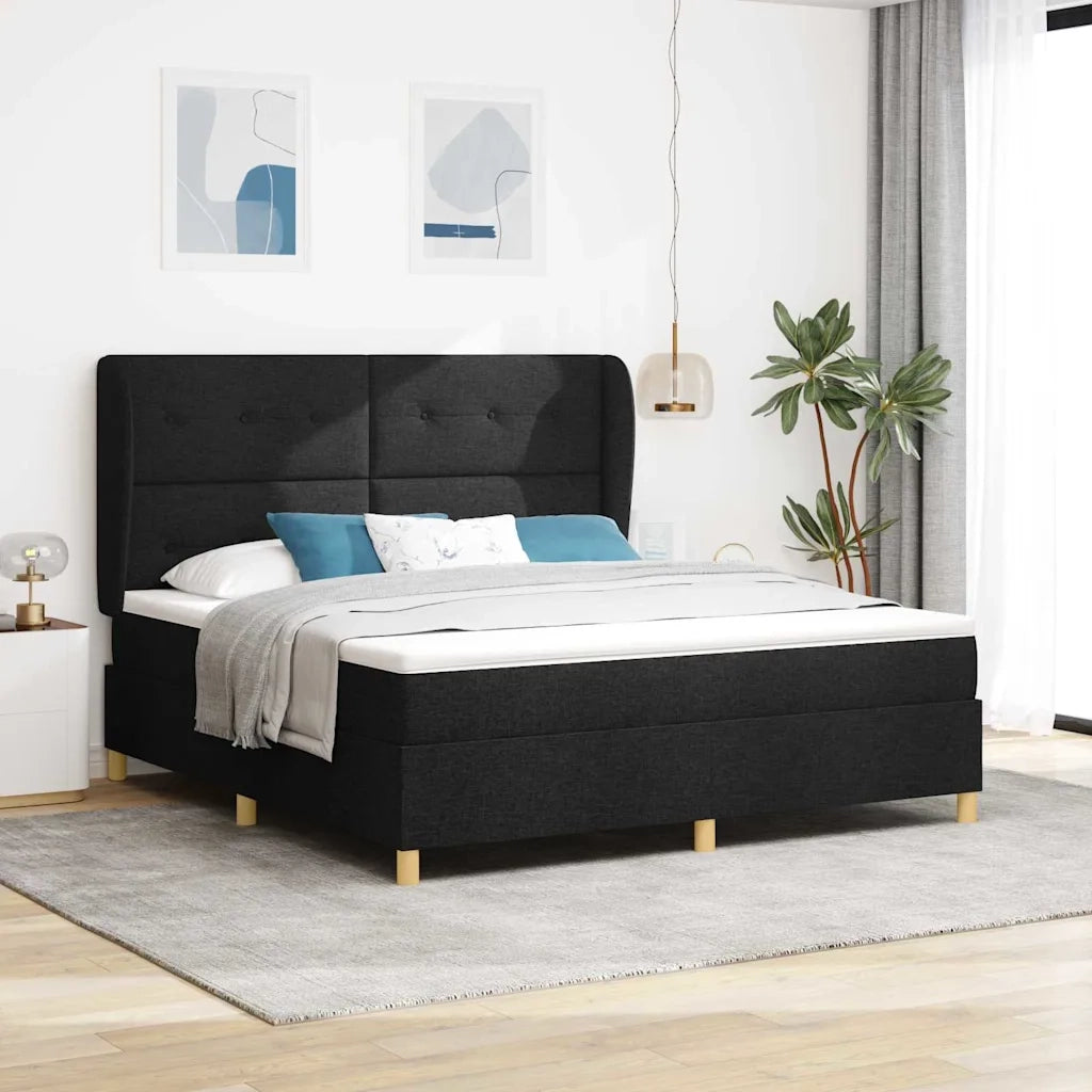 Letto a molle con materasso Nero 200 x 180 cm Tessuto 3340769