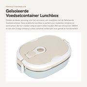Contenitore di Cibo Isolato 1800ml - Acciaio Inossidabile - Portatile - Doppio Strato - Chiusura a Sicurezza - Ventilatore a Flussi d'Aria - Scatola per Pic-Nic
