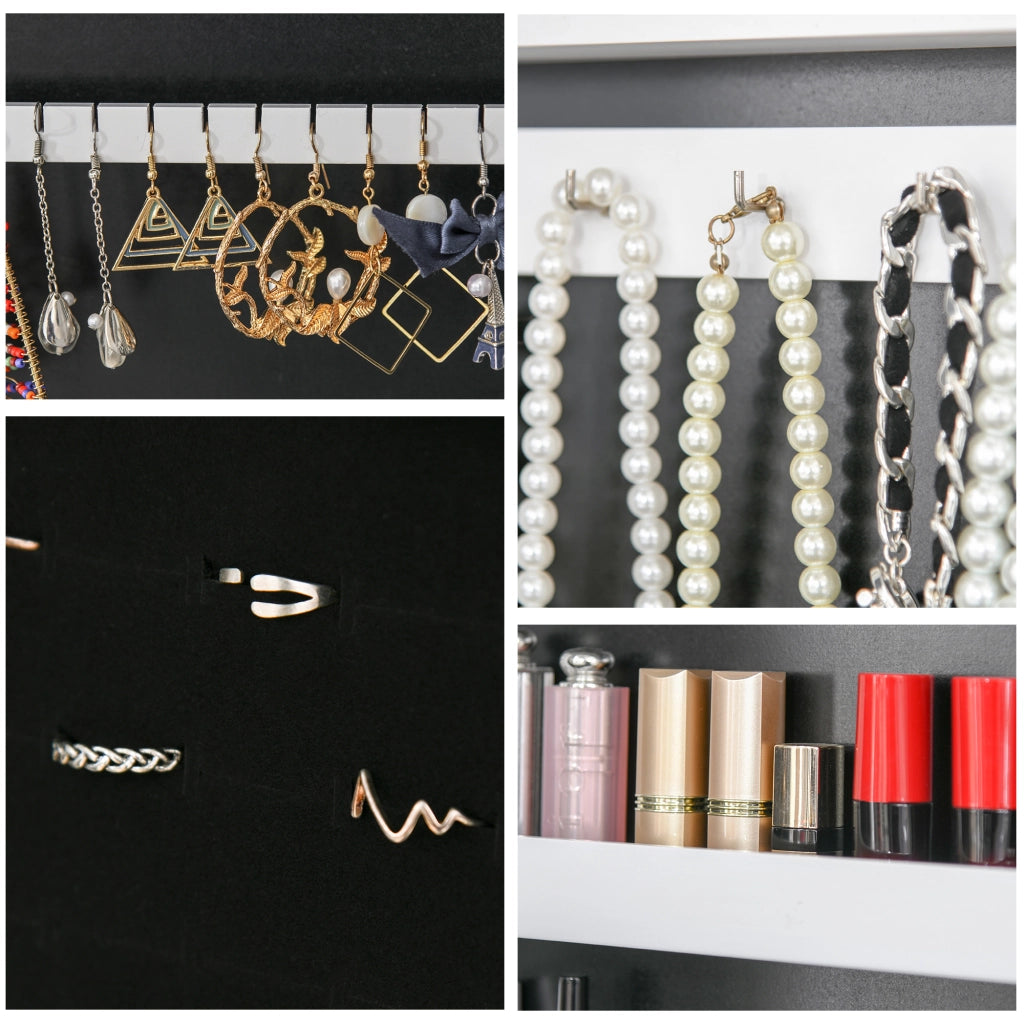 Organizzatore Gioielli Specchio con Luci LED ¨C Minimal ¨C 36x30x136 cm Bianco