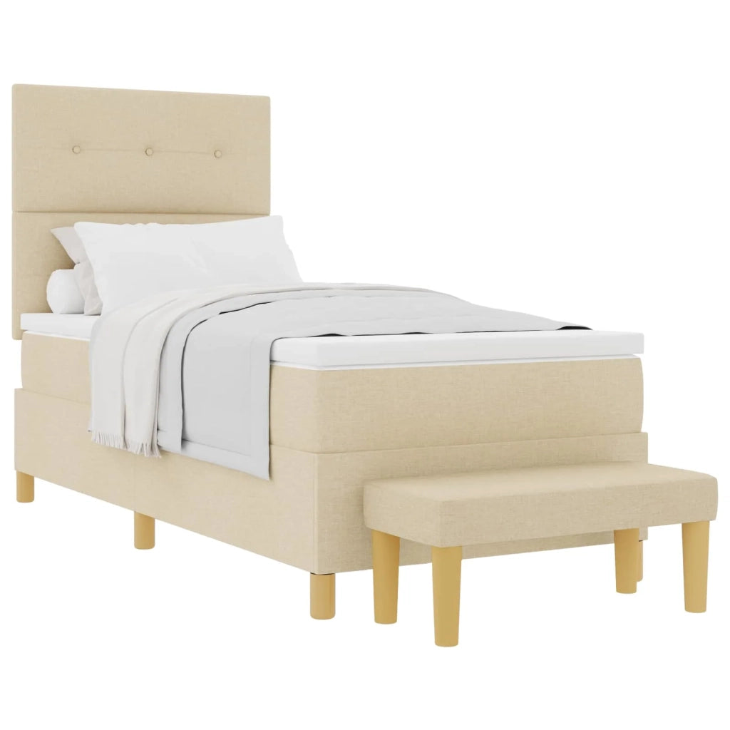 Letto a molle con testiera Crema 190 x 90 cm Tessuto 3344266
