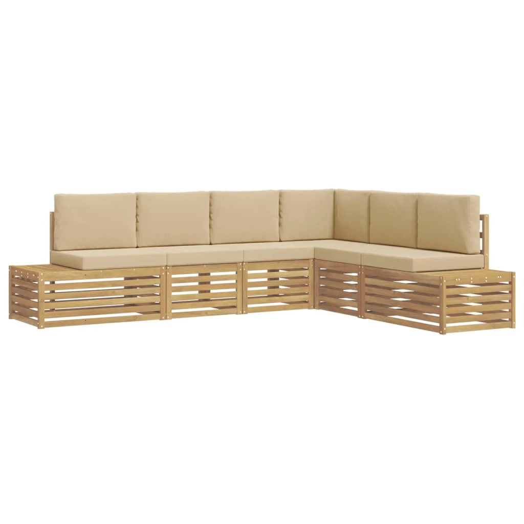 Set di divani da esterno con cuscino 6 Pezzo Bianco e Beige 3392478