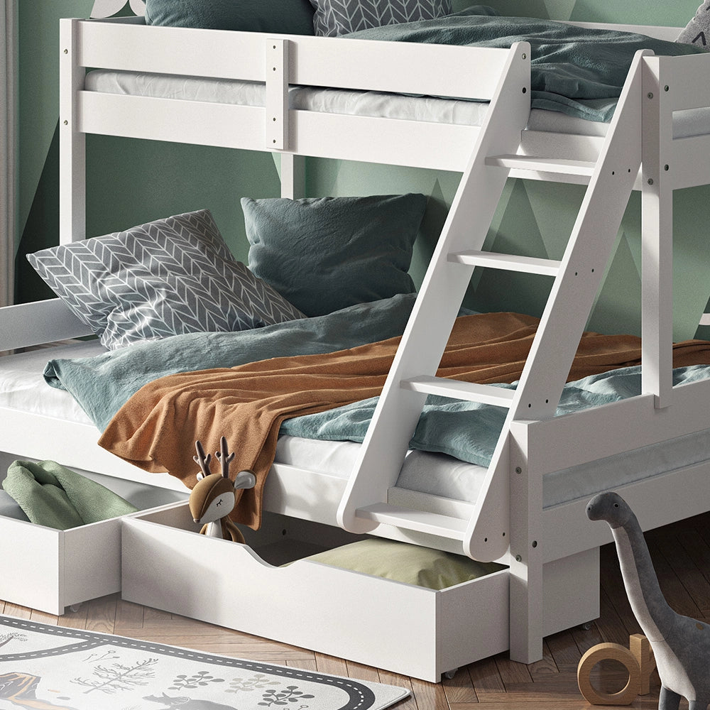 Vitalispa Letto a castello Bianco 140x200 / 90x200 cm con cassetti