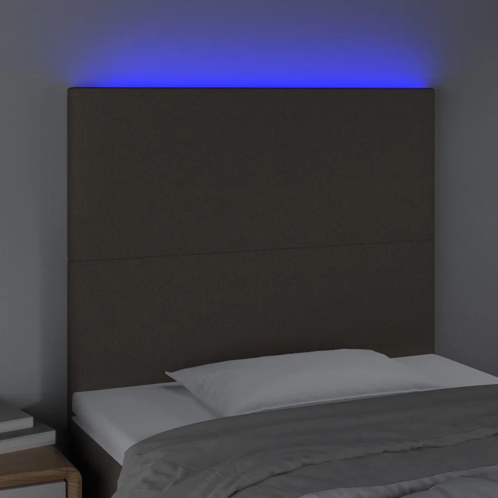 Testiera | Testata a LED Tortora 100x5x118/128 cm in Tessuto