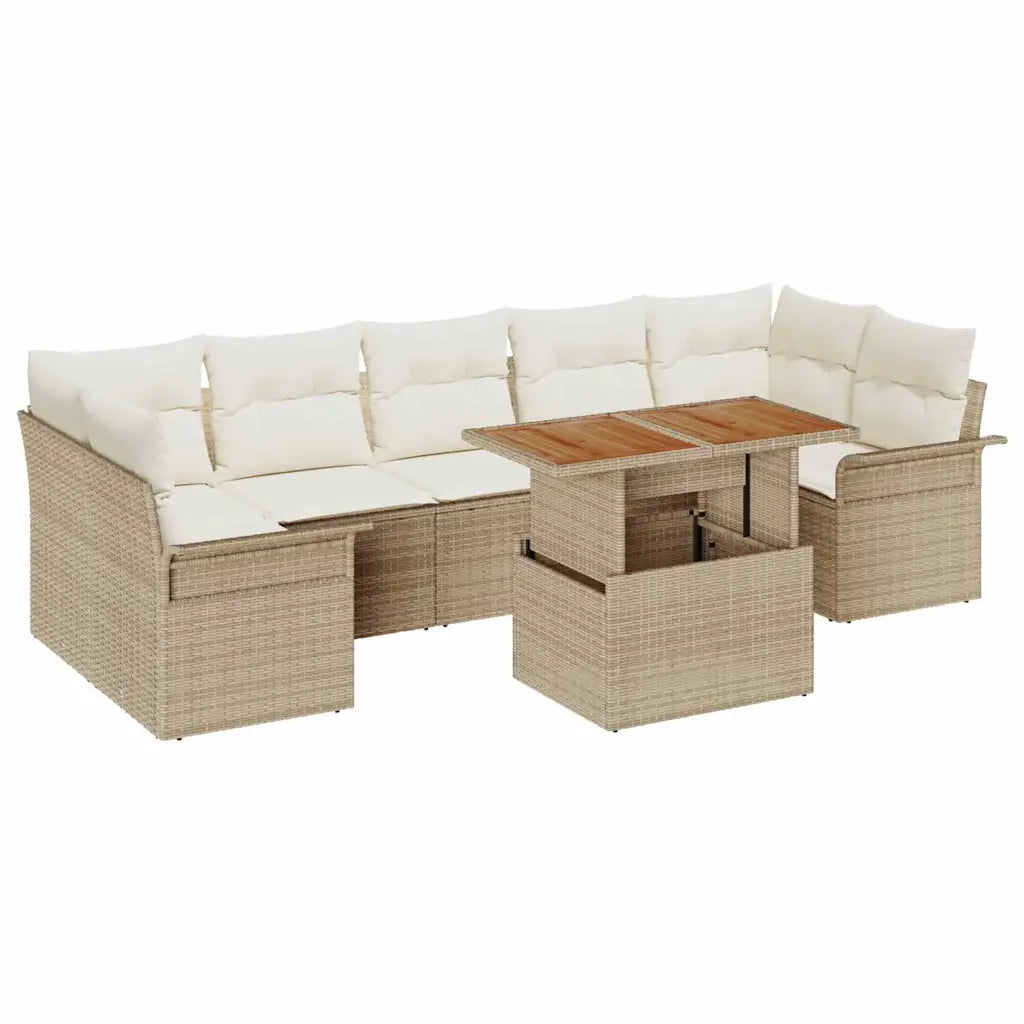 Set Divano da Giardino 8 pcs Beige Poly Rattan 3358038