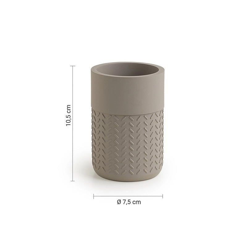Portaspazzolini Thea in resina grigio / verde cm 10,5 x 7,5 x 7,5