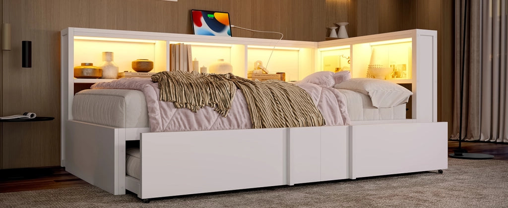 letto giorno metallo e mdf bianco 90 x 200 cm