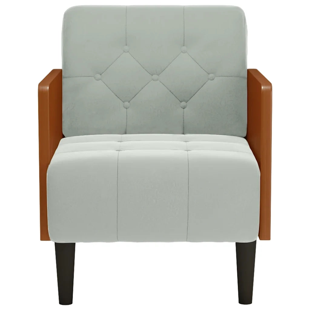 Divano Sedia con Braccioli-Poltrona-Sofa Relax Grigio Chiaro 55 cm in Velluto